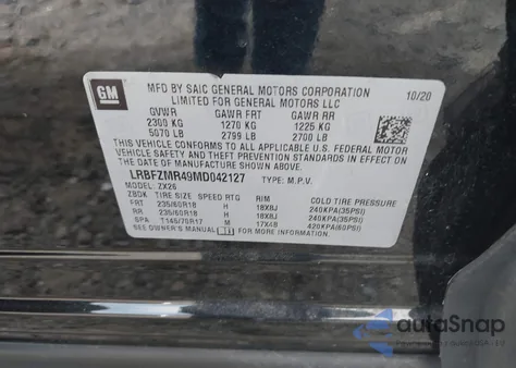 2021 Buick Envision Awd Preferred from USA, damaged, VIN LRBFZMR49MD042127